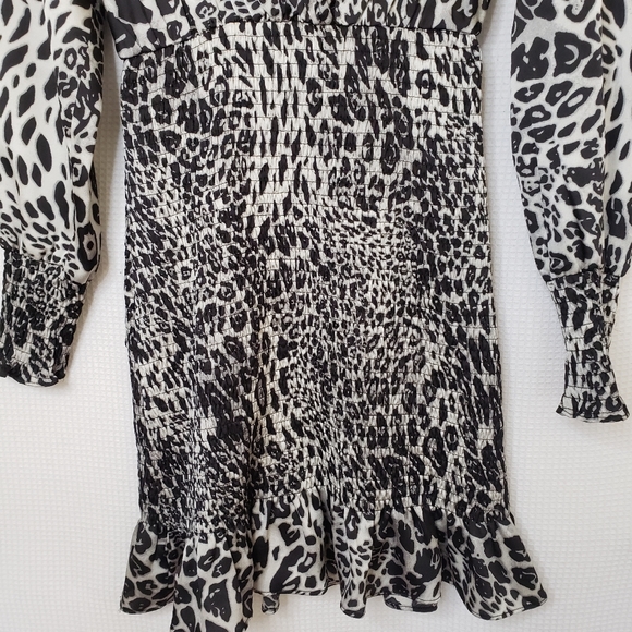 M Boutique Idem Ditto Women's Small Leopard Print Mini Smocked Dress - Picture 3 of 4